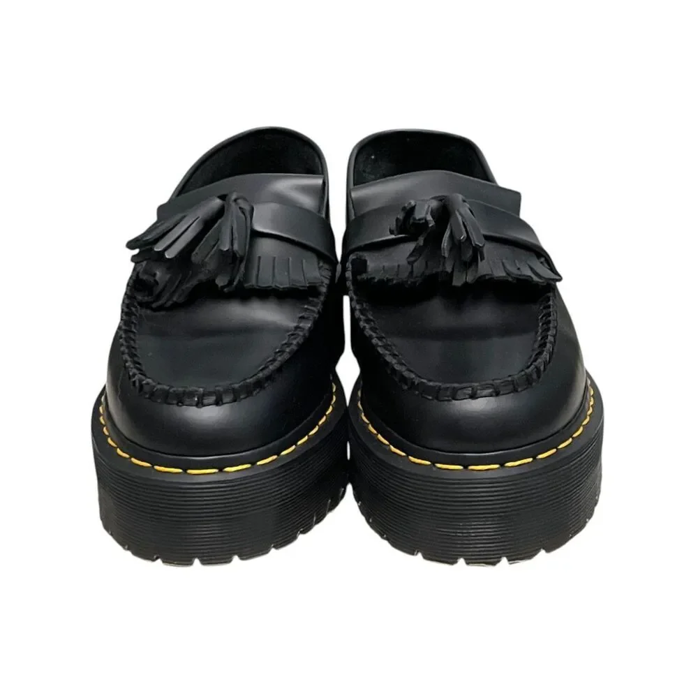 Dr. Martens Adrian Quad Platform Tassel Loafers Black Leather Women's US 8 EU 39
